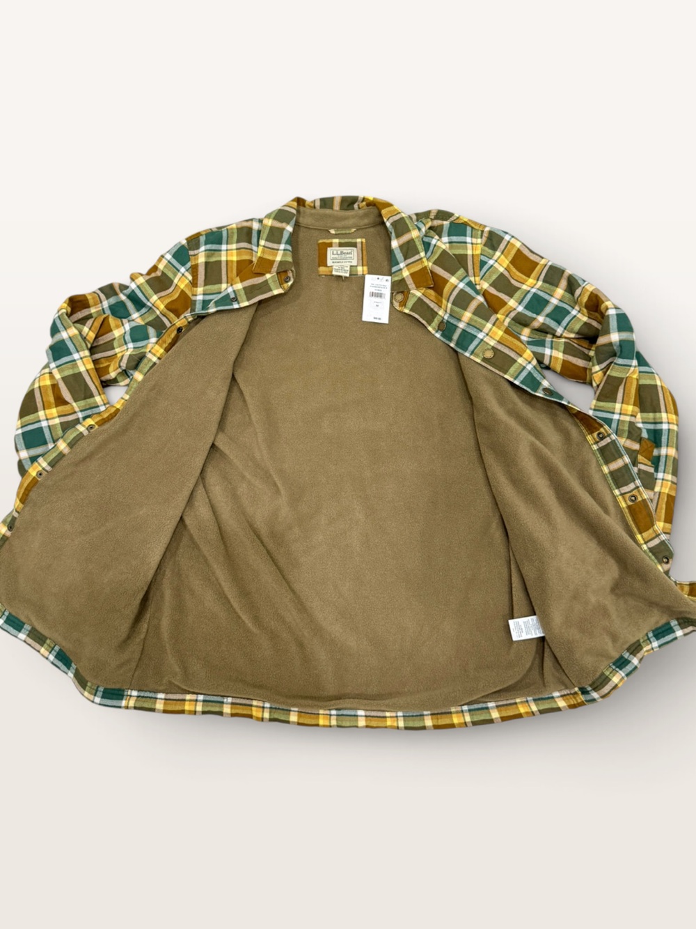 LL Bean Men's Medium Fleece Lined Flannel Shirt Traditional Fit Allspice NWT - Picture 11 of 14